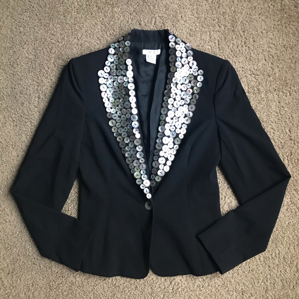 Cache Black Abalone Shell Button Collar Blazer - image 2